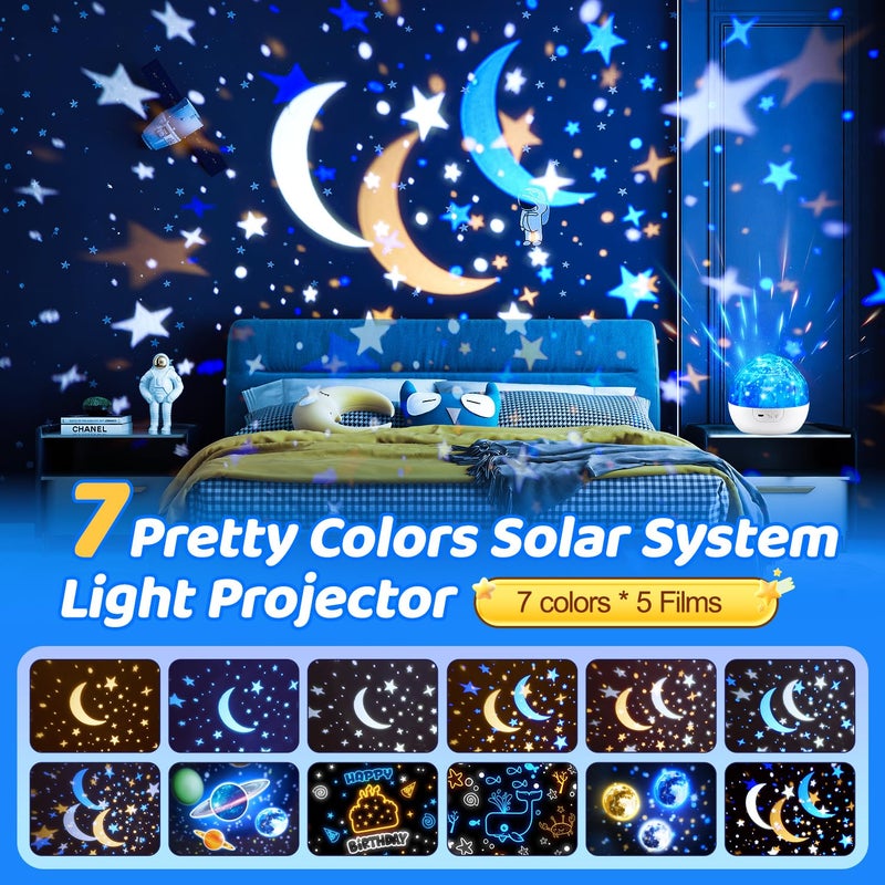 One Fire Solar System for Kids Projector Night Light, 360Â°Rotating+5 Films Planet Space Projector for Bedroom, Bright Night Light for Boys Room, Space Toys for Kids 3-5, Solar System Planet Toys for Boy Gifts - Image 3